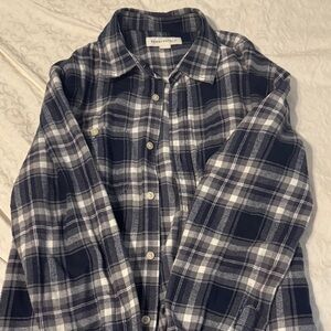 Aeropostale Navy and White Plaid Dress Shirt